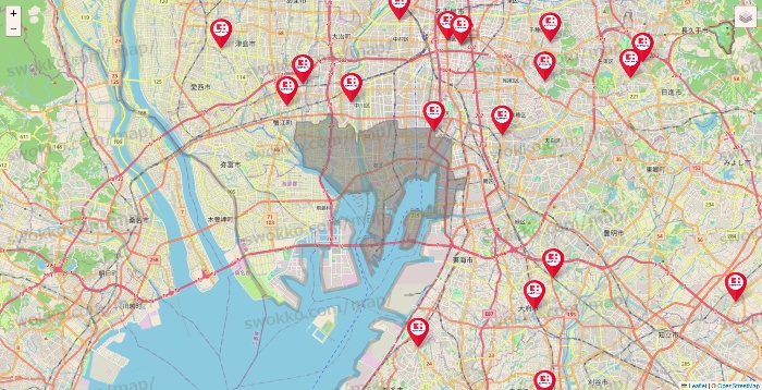 愛知県のココカラファインの店舗地図