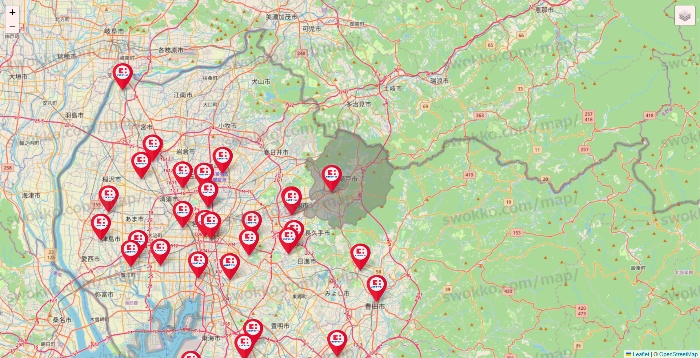 愛知県のココカラファインの店舗地図