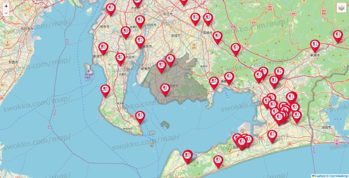愛知県のココカラファインの店舗地図