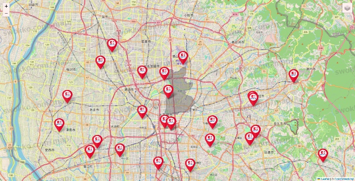 愛知県のココカラファインの店舗地図