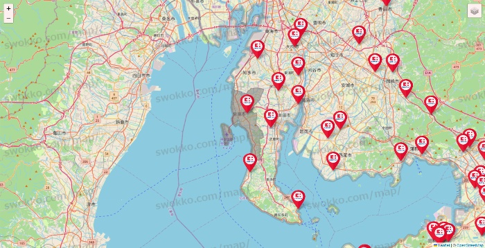 愛知県のココカラファインの店舗地図