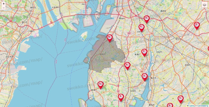 愛知県のココカラファインの店舗地図