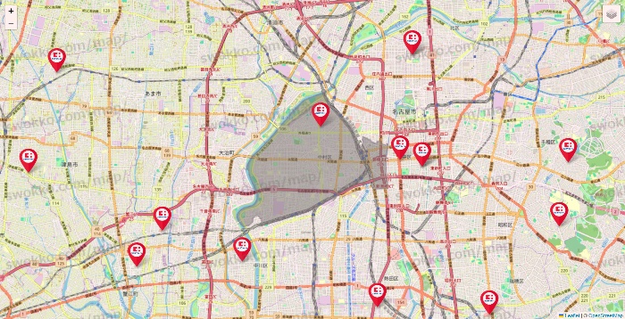 愛知県のココカラファインの店舗地図