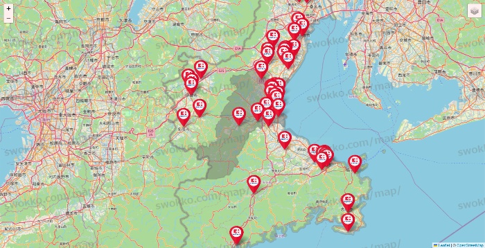 三重県のココカラファインの店舗地図