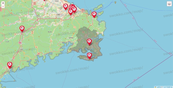 三重県のココカラファインの店舗地図
