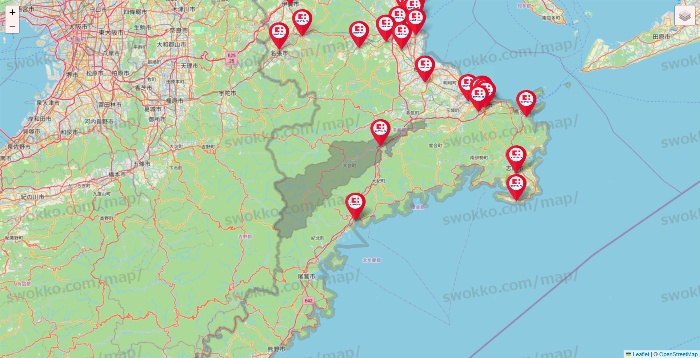 三重県のココカラファインの店舗地図