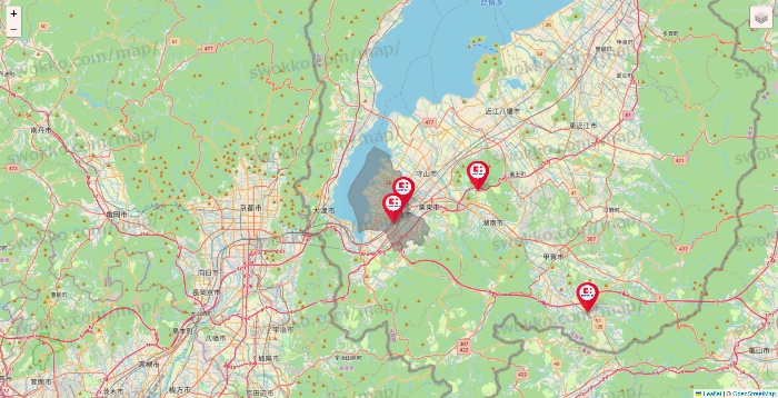 滋賀県のココカラファインの店舗地図