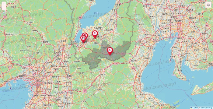 滋賀県のココカラファインの店舗地図