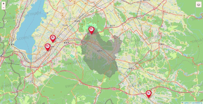 滋賀県のココカラファインの店舗地図