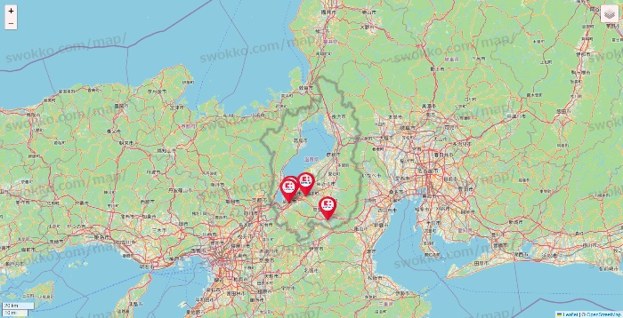 滋賀県のココカラファインの店舗地図