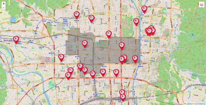 京都府のココカラファインの店舗地図