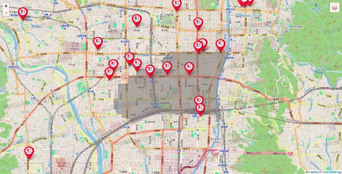 京都府のココカラファインの店舗地図