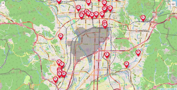 京都府のココカラファインの店舗地図