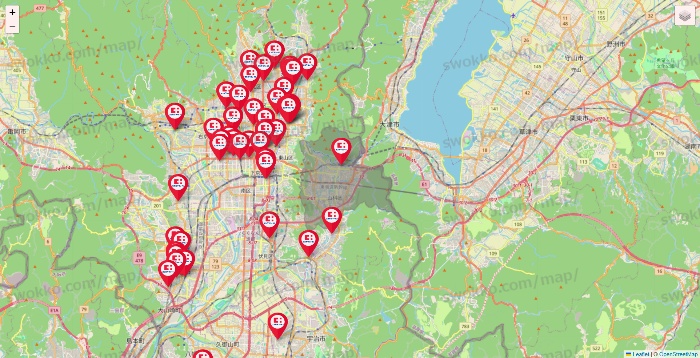 京都府のココカラファインの店舗地図