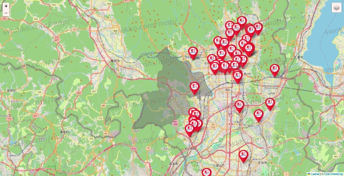 京都府のココカラファインの店舗地図