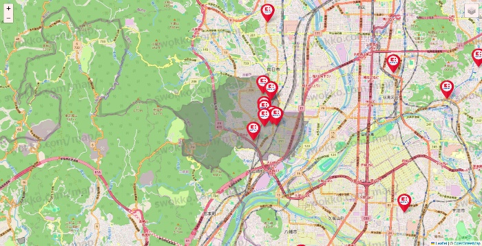 京都府のココカラファインの店舗地図