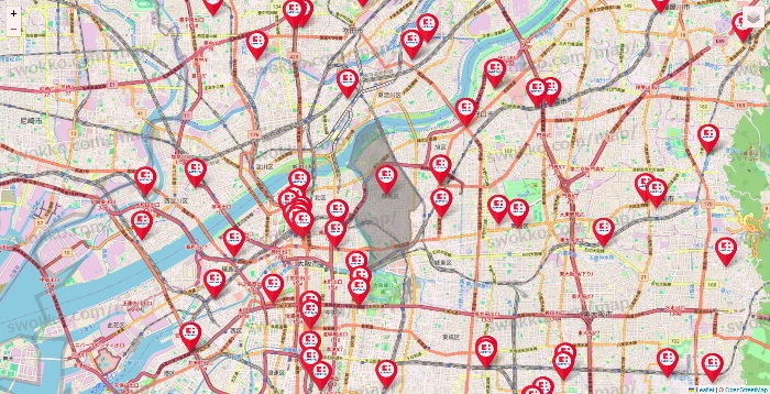 大阪府のココカラファインの店舗地図