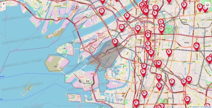 大阪府のココカラファインの店舗地図