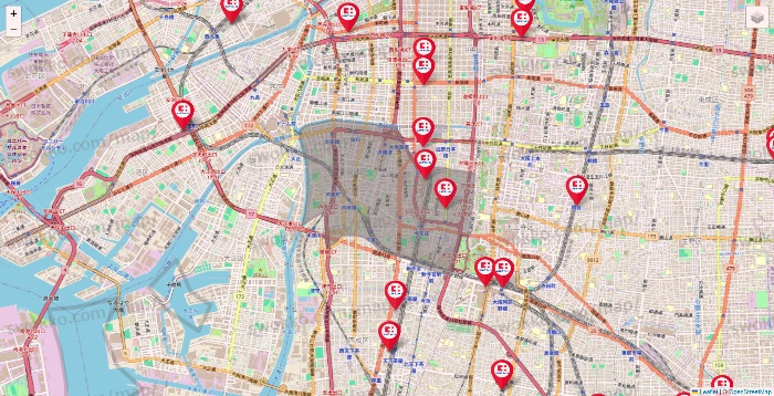 大阪府のココカラファインの店舗地図