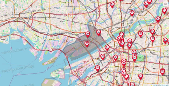 大阪府のココカラファインの店舗地図