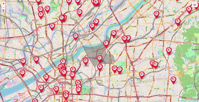 大阪府のココカラファインの店舗地図