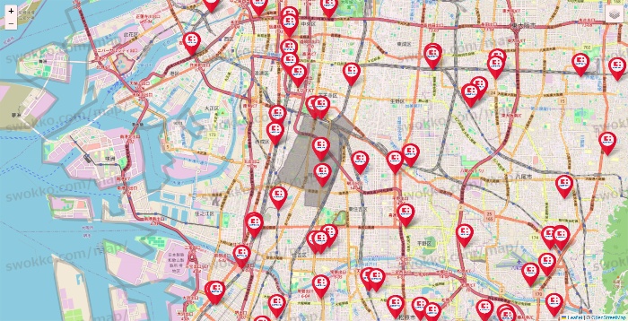 大阪府のココカラファインの店舗地図