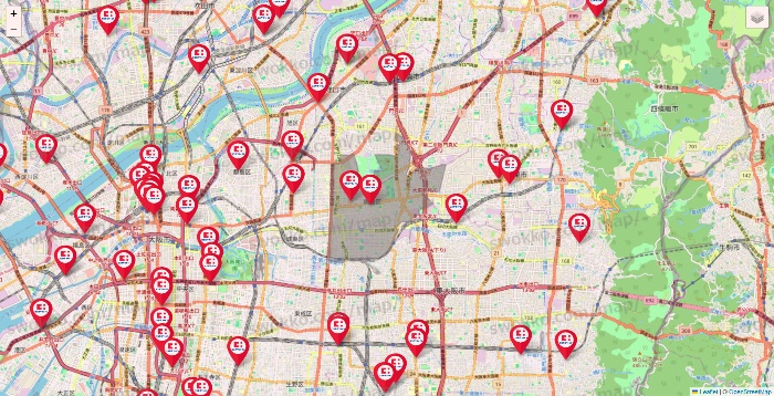 大阪府のココカラファインの店舗地図