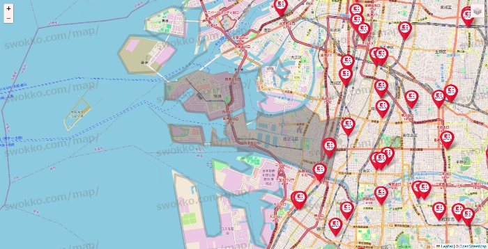 大阪府のココカラファインの店舗地図