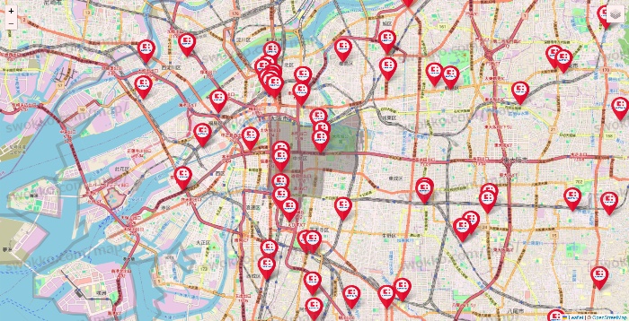 大阪府のココカラファインの店舗地図