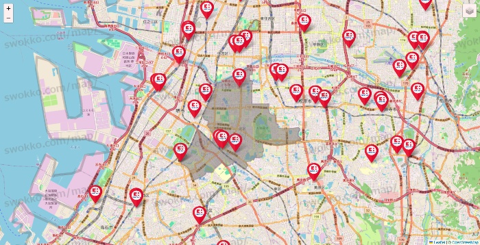 大阪府のココカラファインの店舗地図