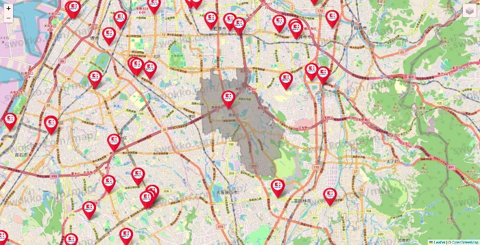 大阪府のココカラファインの店舗地図