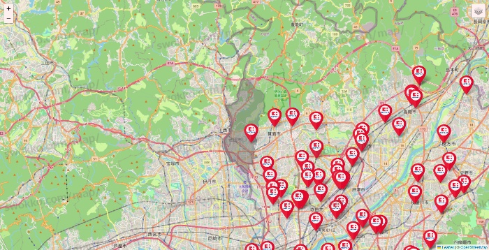 大阪府のココカラファインの店舗地図