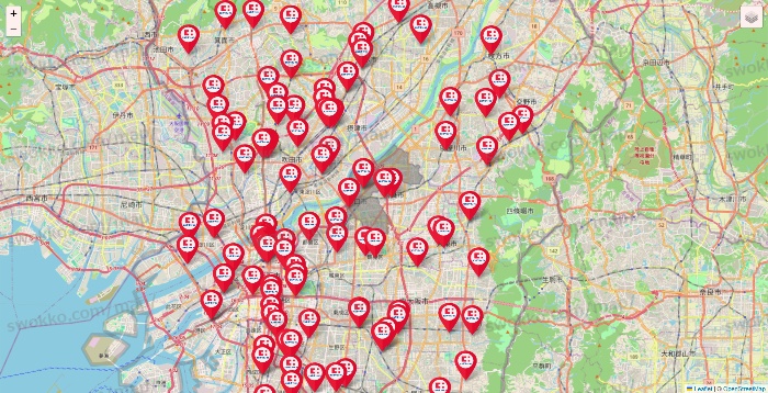 大阪府のココカラファインの店舗地図