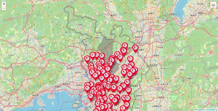 大阪府のココカラファインの店舗地図
