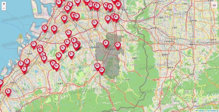 大阪府のココカラファインの店舗地図
