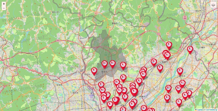 大阪府のココカラファインの店舗地図