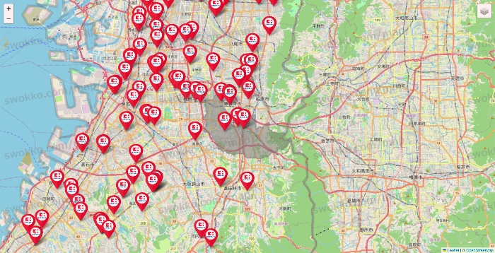 大阪府のココカラファインの店舗地図