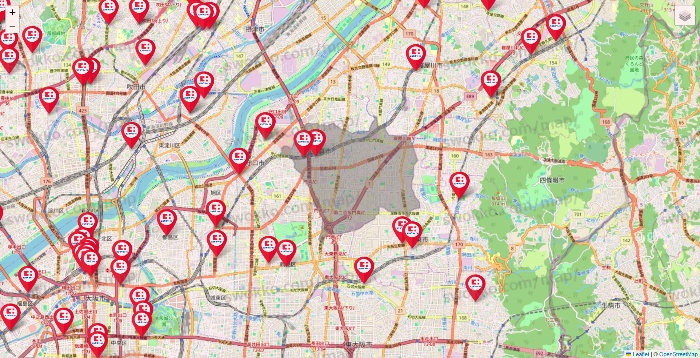 大阪府のココカラファインの店舗地図