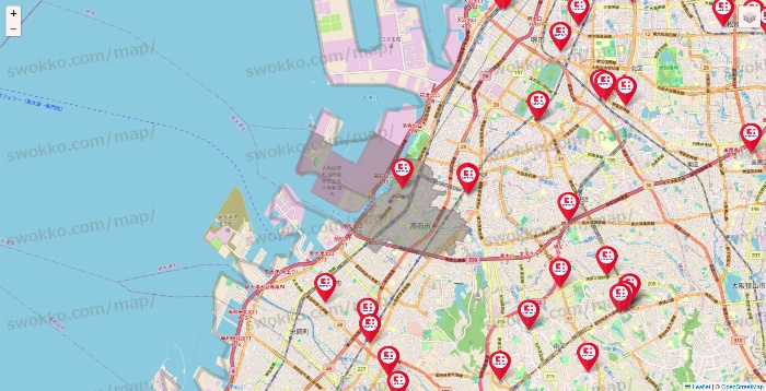 大阪府のココカラファインの店舗地図
