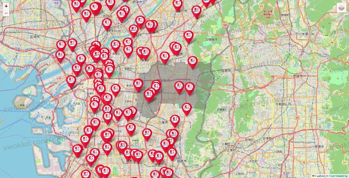 大阪府のココカラファインの店舗地図