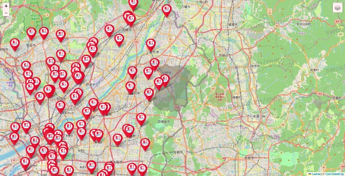 大阪府のココカラファインの店舗地図