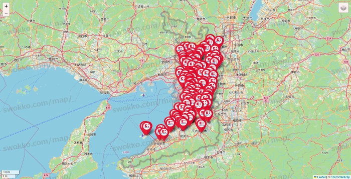 大阪府のココカラファインの店舗地図