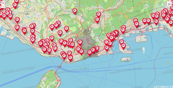 兵庫県のココカラファインの店舗地図