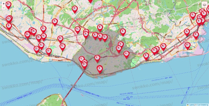 兵庫県のココカラファインの店舗地図