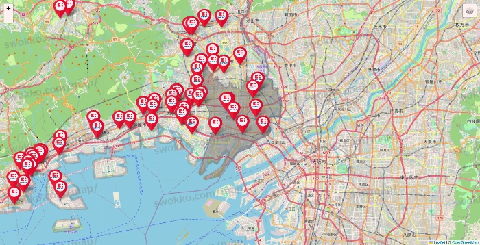兵庫県のココカラファインの店舗地図