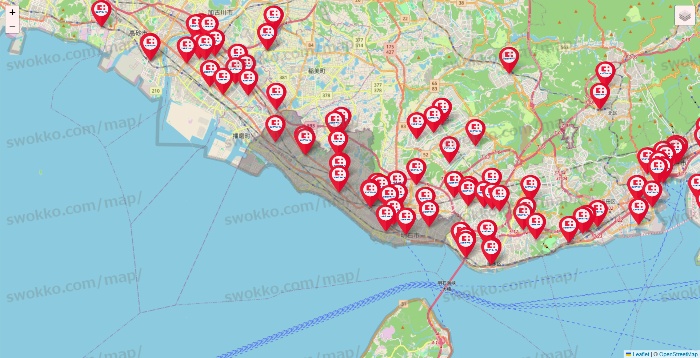 兵庫県のココカラファインの店舗地図