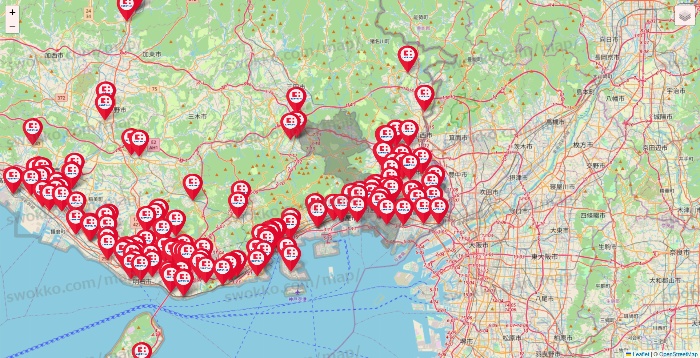 兵庫県のココカラファインの店舗地図