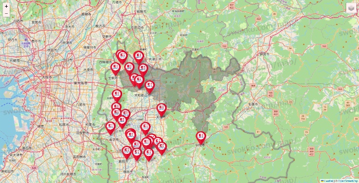 奈良県のココカラファインの店舗地図