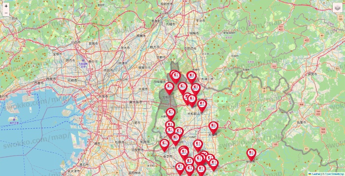 奈良県のココカラファインの店舗地図