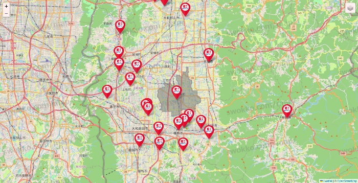 奈良県のココカラファインの店舗地図